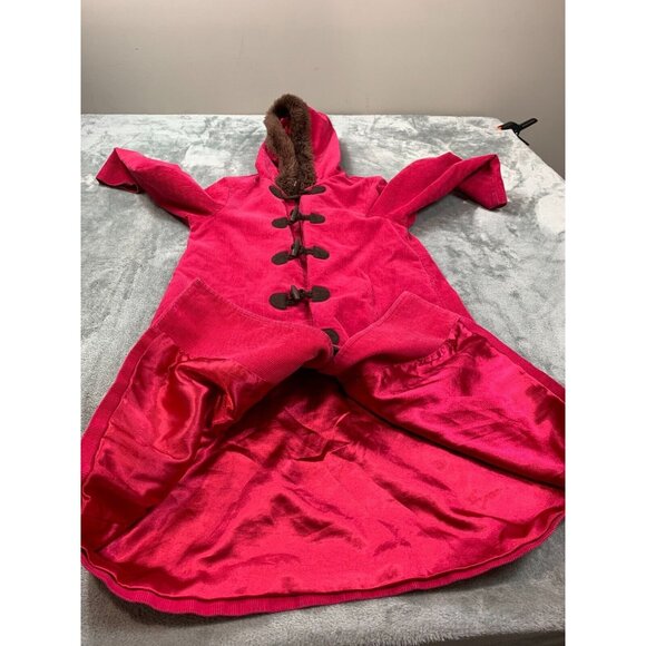 Gymboree Overcoat Girl's 9 Pink Hooded Toggle Closure Corduroy Faux Fur Cotton - Picture 8 of 16